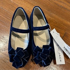 NWT Janie and Jack girls navy velvet special occasion shoe